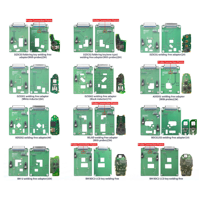 KeyDIY 12-Piece Welding-Free Clamp Adapter Set for KD-X4 & KD-MAX