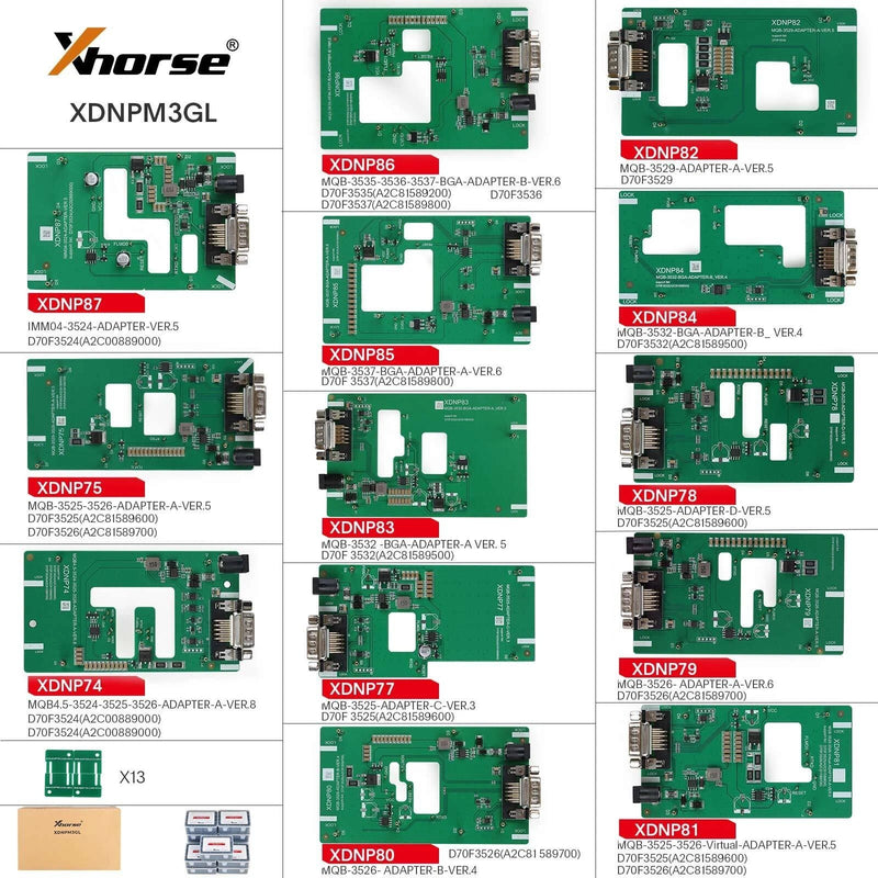 Xhorse XDNPM3GL MQB48 Full 13 Piece Adapter Set for Multi-Prog - Adapter