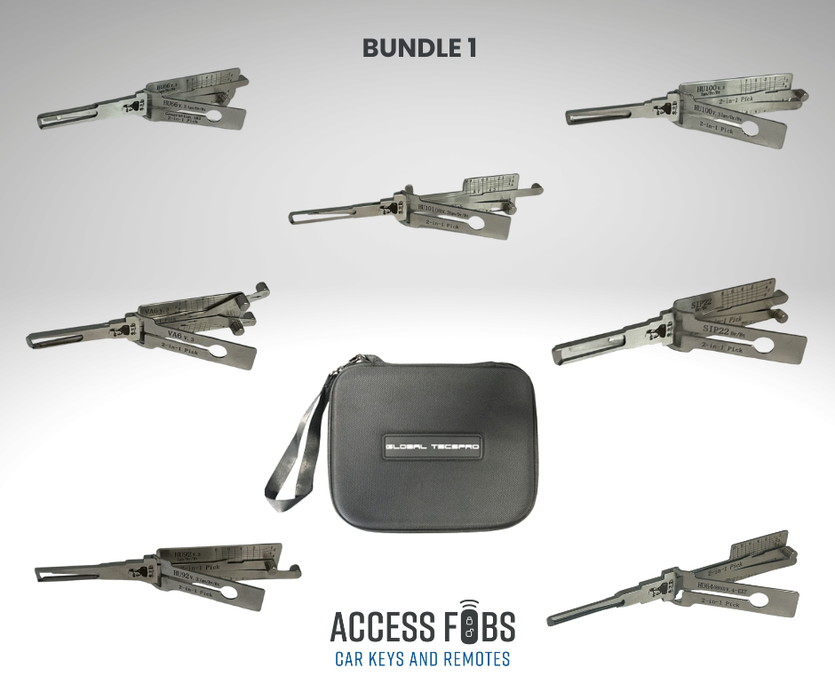 Auto Locksmith Starter Bundle – GTL 2-in-1 Magnetic Carry Case and 7 Mr Li. 2in1 Pick Decoders - Entry Tools