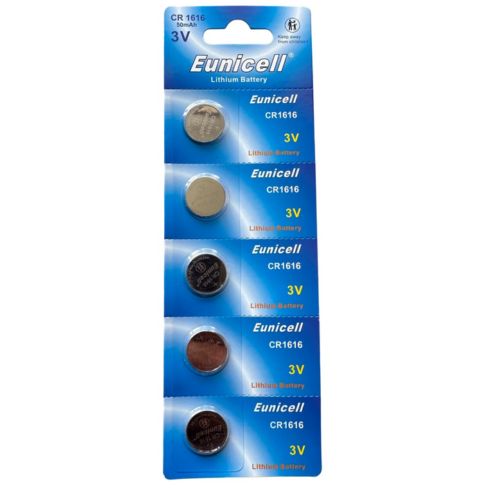 Eunicell CR1616 3v Lithium Batteries 5 Pack