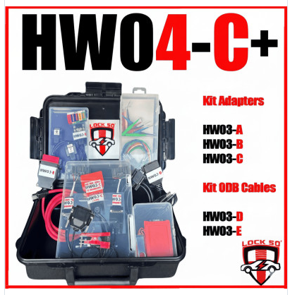 Lock SO kit with adapters and cables in a black case, featuring the HW04-C+ branding.
