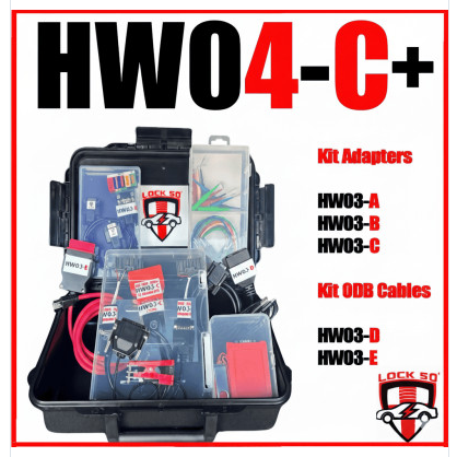 Lock SO kit with adapters and cables in a black case, featuring the HW04-C+ branding.