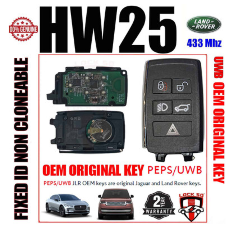 Lock50 HW25 JLR OEM Key NCF29A1 UWB PEPS Key 433MHz (2010-2024)