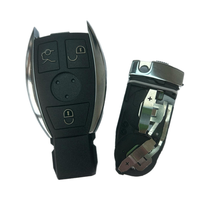 Chrome Remote Case for Mercedes Benz 3 button - Holds 2 batteries - Key Cases