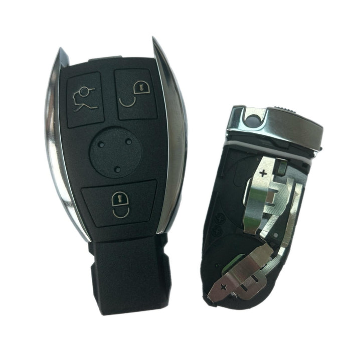 Chrome Remote Case for Mercedes Benz 3 button - Holds 2 batteries