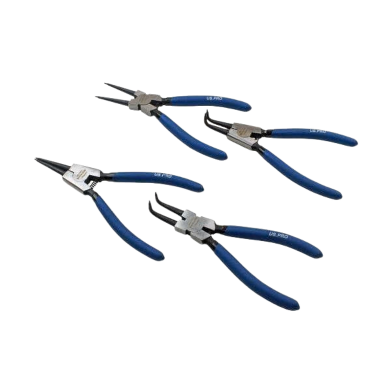 US PRO 4 Piece 7" Circlip Pliers Set -  Internal & External, Bent & Straight (2256)