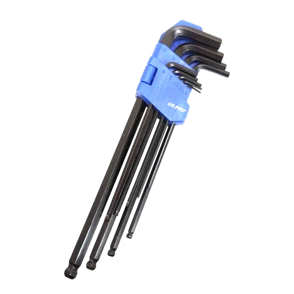 US PRO 9pc Extra Long Metric Ball End Hex Key Set