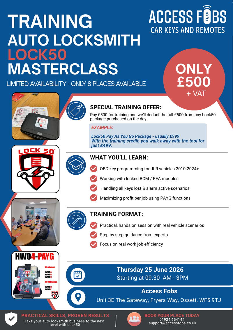 1 Day Lock50 Masterclass Professional Auto Locksmith Training (Thurs 25 June 2026)