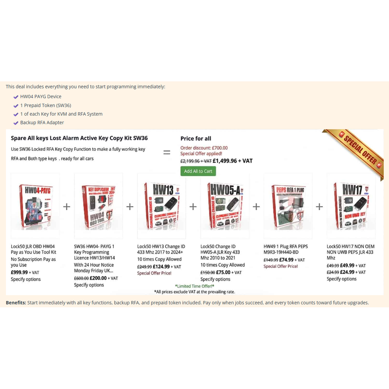 BUNDLE DEAL: Lock50 JLR HW04 Pay As You Go (PAYG) Tool Kit & Everything you need to start straight away!
