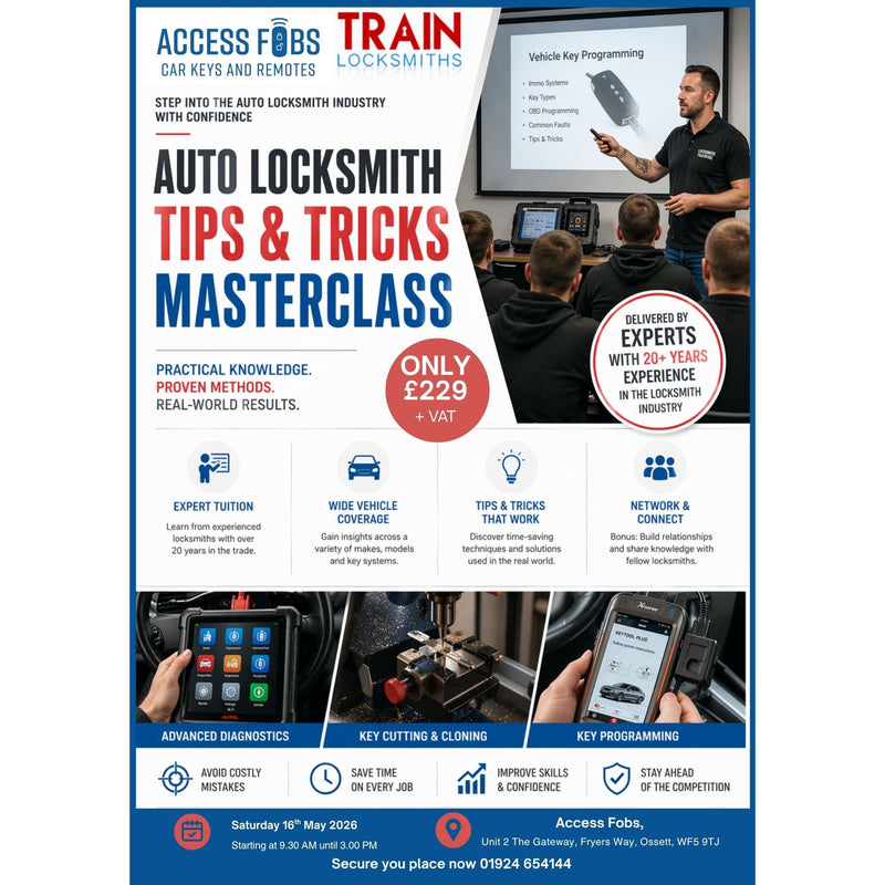 1 Day Auto Locksmith Tips Tricks and Workarounds Training Course (New Date TBC)