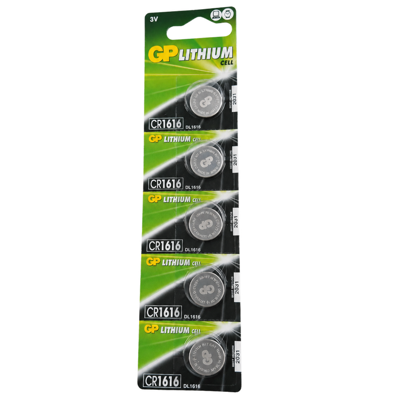 GP Lithium CR1616 3v Lithium Batteries 5 Pack