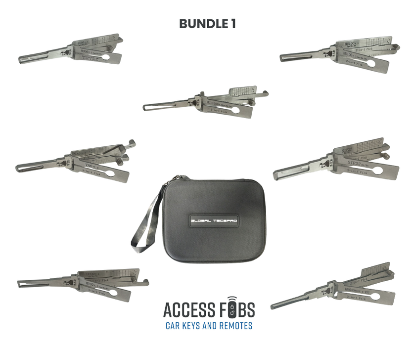 Auto Locksmith Starter Bundle – GTL 2-in-1 Magnetic Carry Case and 7 Mr Li. 2in1 Pick Decoders