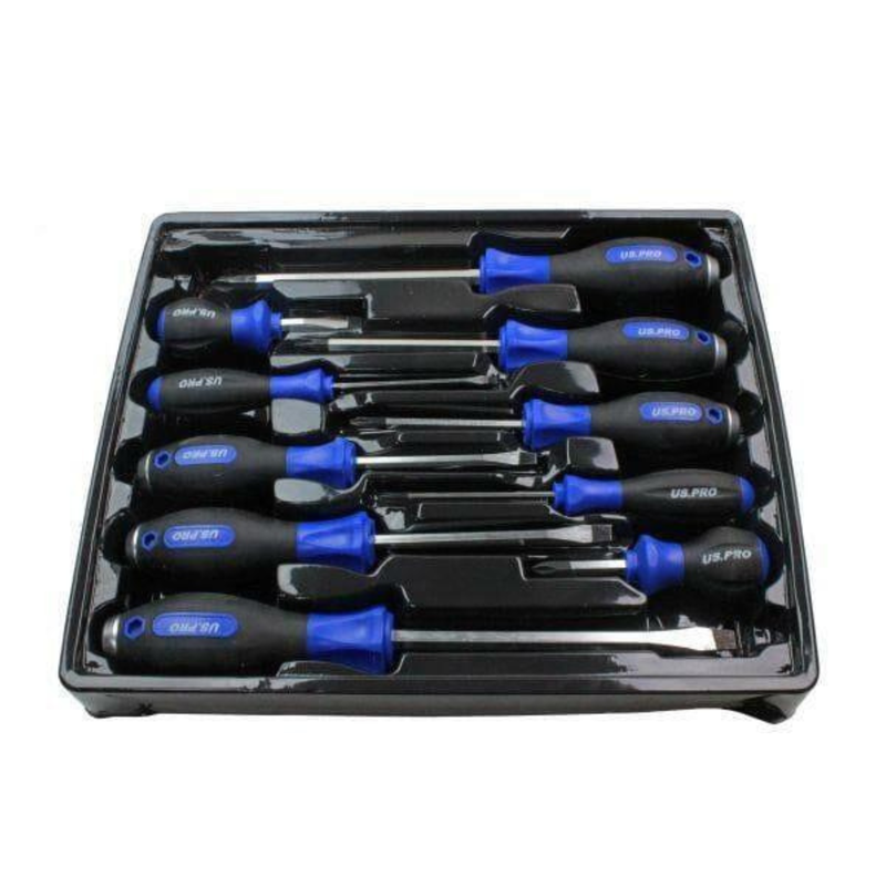 US Pro 10 Piece Screwdriver Set Philips + Slotted (1621)